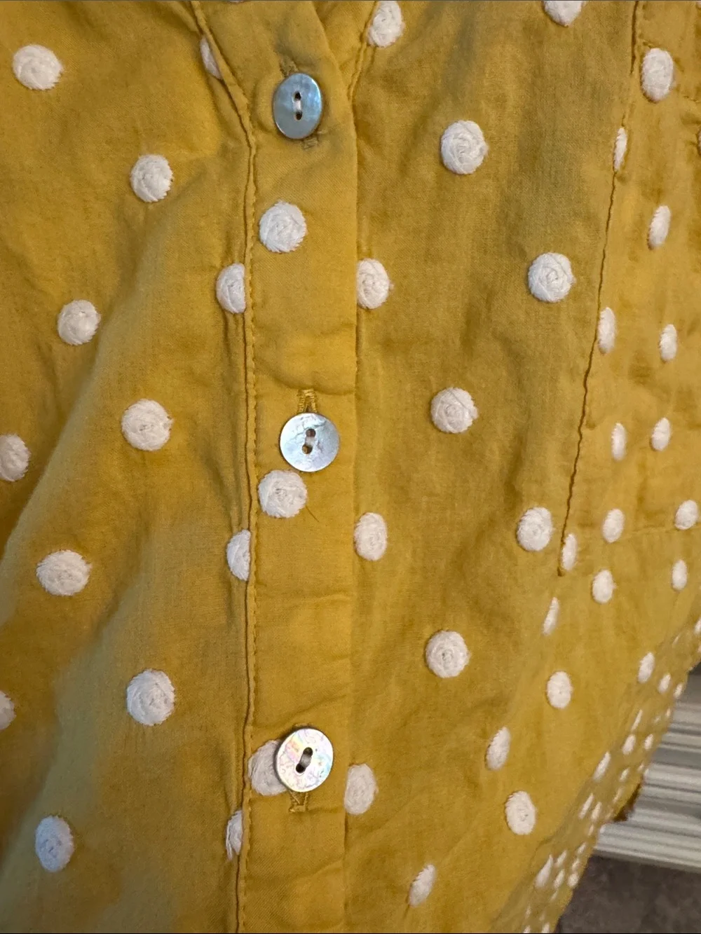 J. Jill Yellow Polka Dot Button-Up Top - Picture 4 of 5